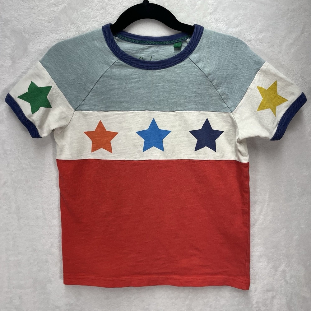 Boden Short Sleeve Shirt Boys 5-6Y Multicolor Stars Casual School Summer